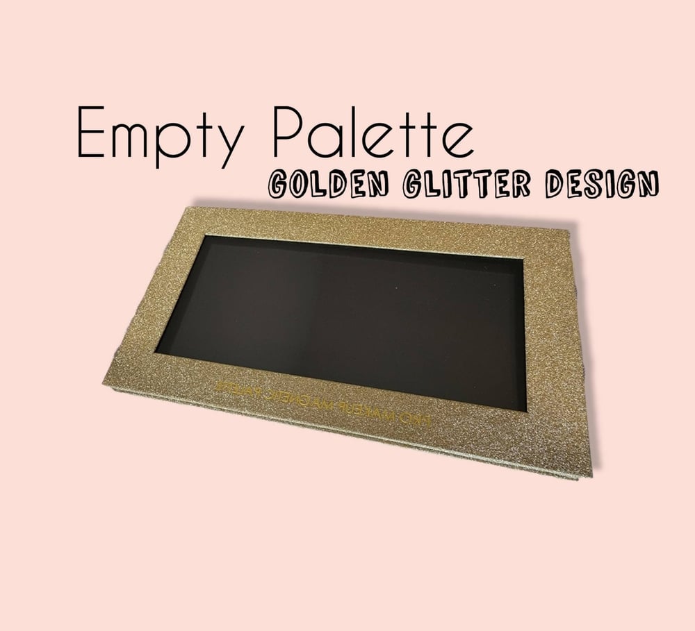 Image of Empty Eyeshadow Magnetic Palette Sparkly Golden Glitter Design Pattern