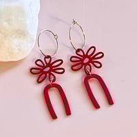 Image 2 of Red Flower and U Shape Drops