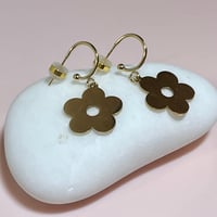 Image 2 of Gold daisy half hoops