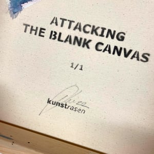 Image of "Attacking The Blank Canvas" 1/1 (blue) on Double Deep Edge Canvas