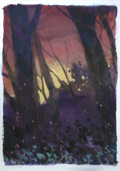 Image of Painting: Last Light in the Forest