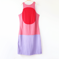 Image 1 of mod red circles pink purple adult M L colorblock sleeveless courtneycourtney tank shift dress