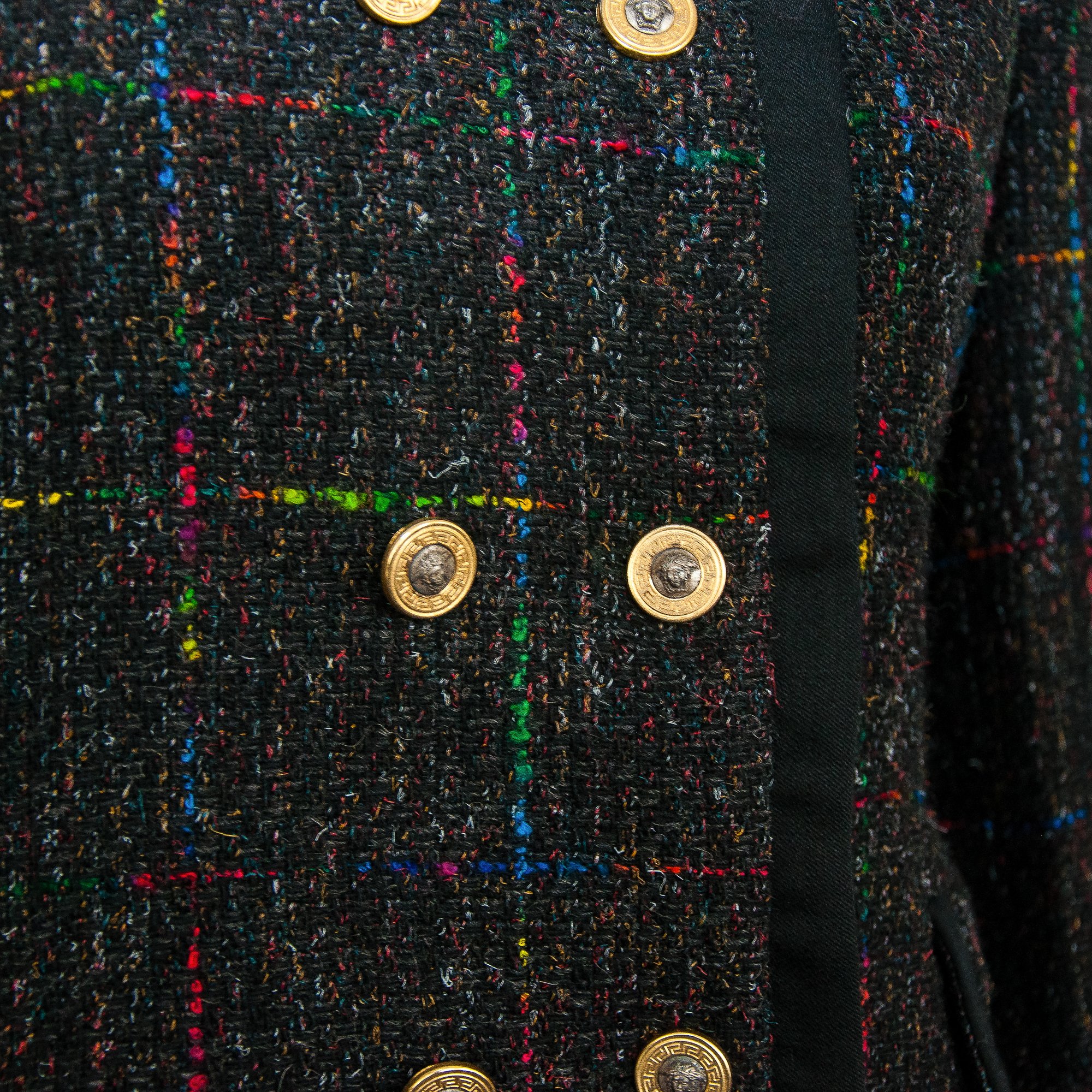 Image of Versace Wool Boucle Multicolour Skirt Suit