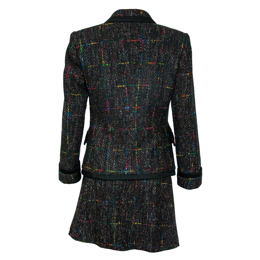 Image of Versace Wool Boucle Multicolour Skirt Suit