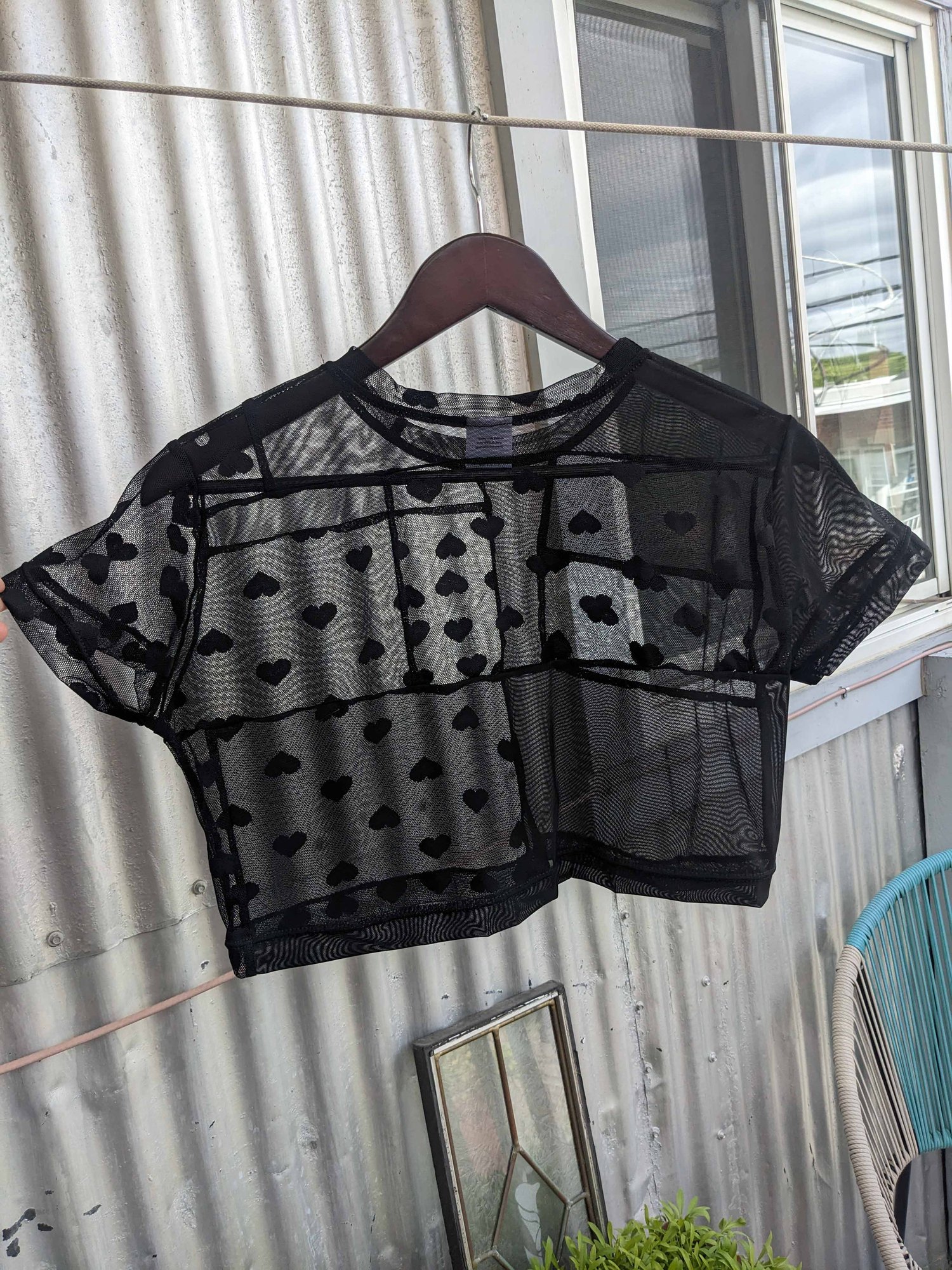 Image of OAK Black on Black Patchwork Up-cycle Boxy Crop Tee