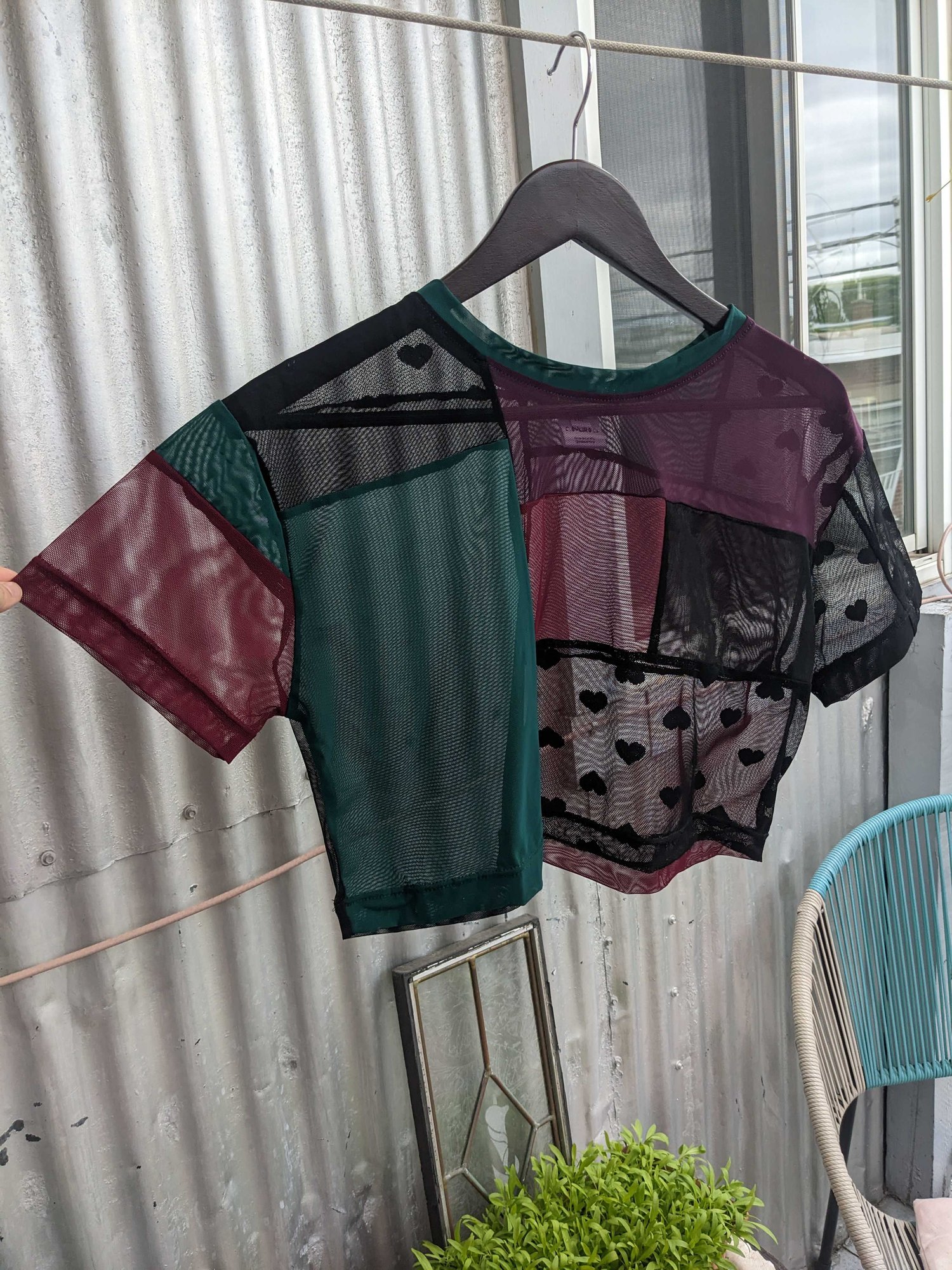 Image of OAK Dark and Rick Patchwork Up-cycle Boxy Crop Tee