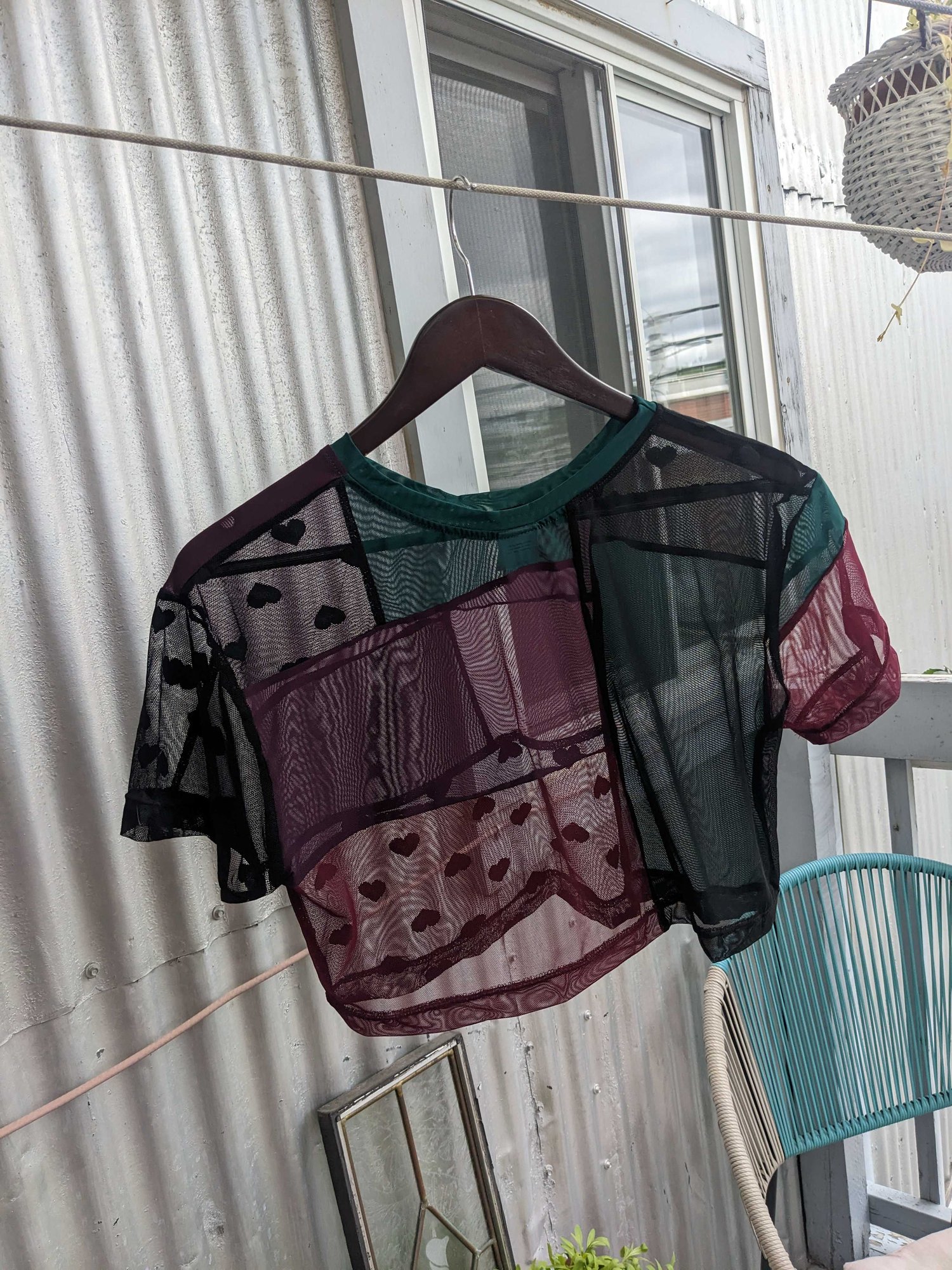 Image of OAK  Dark and Rick Patchwork Up-cycle Boxy Crop Tee