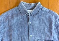 Image 2 of Frank Leder fabric indigo dyed linen shirt, made in Germany, size XS (fits S)