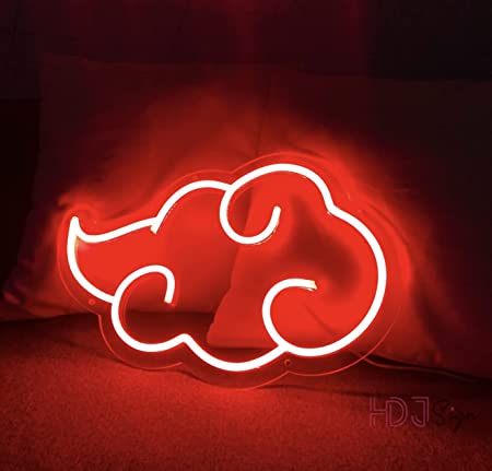 Image of Akatsukii Neon Sign, Custom Anime Sign, Red Clouds Neon Sign, Led Signs for home Bedroom Kids Room, 