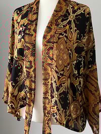 Image 4 of Cropped Kimono sheer black paisley