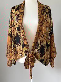 Image 1 of Cropped Kimono sheer black paisley