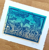 Image 1 of Salmon, lino print