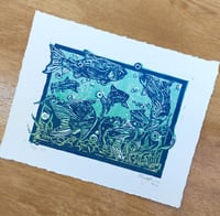 Image 3 of Salmon, lino print