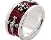 Image of Cross & Daggers Red Stingray Leather Sterling Silver str008