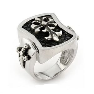 Image of Fleur De Lys Cross Sterling Silver str013