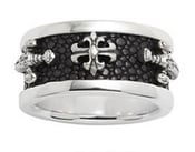 Image of Cross & Daggers Black Stingray Leather Sterling Silver str005