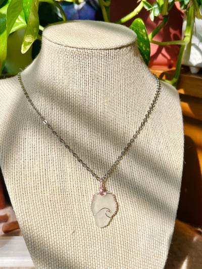 Image of White Sea Glass Pink Wave Pendant