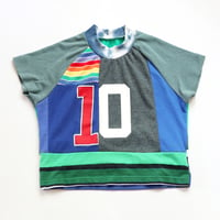 Image 1 of patchwork green ten 10/12 10 party tenth 10th birthday bday shirt cropped crop top courtneycourtney 