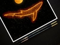 Image 3 of Dream Around the Moon Blue Shark and Full Moon Fine Art Print 