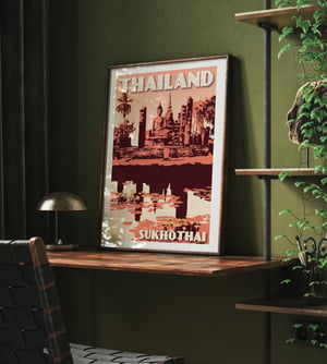 Image of Vintage poster Thailand - Sukhotai Coral - Fine Art Print
