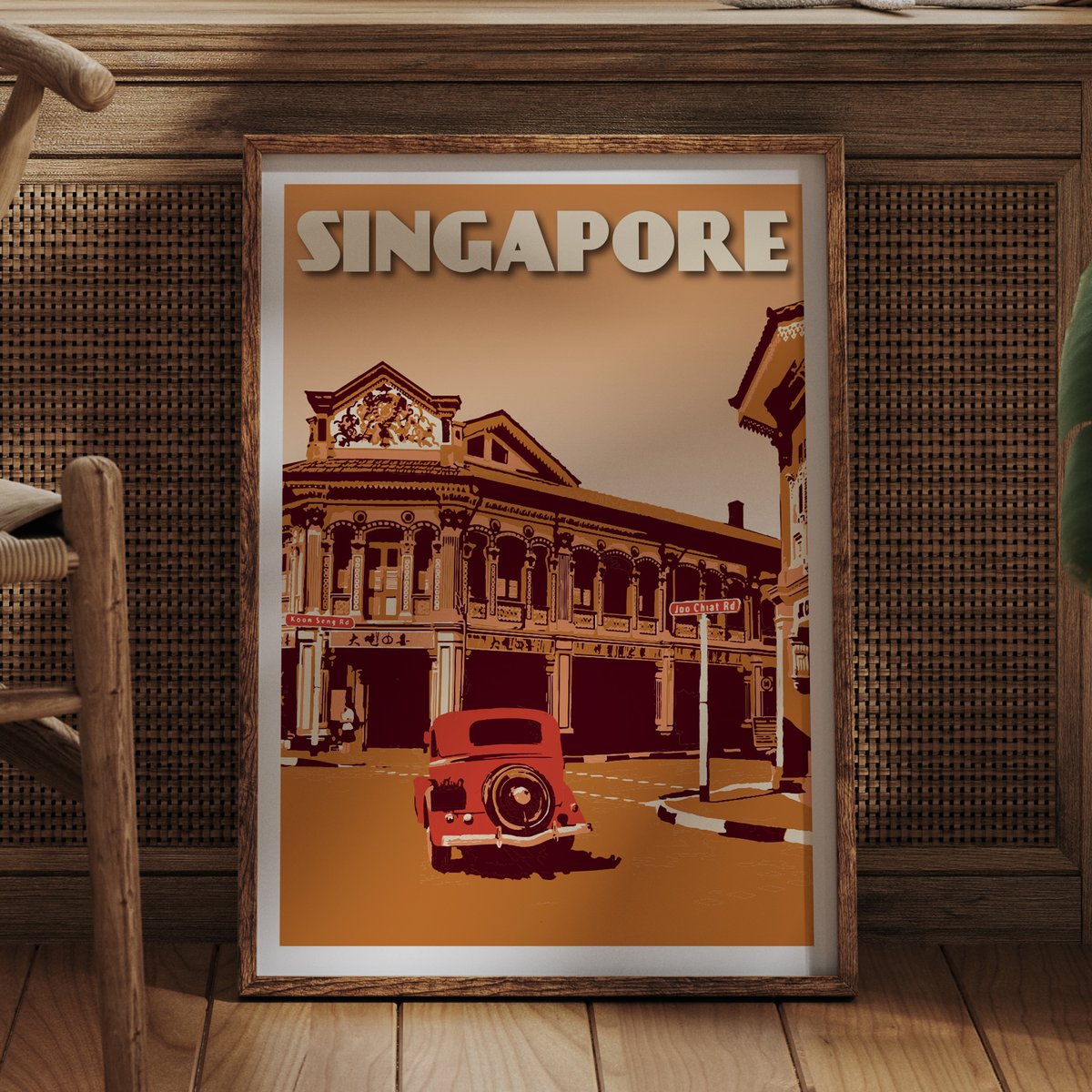 Image of Vintage Poster Singapore - Joo Chiat Road Mustard - Fine Art Print