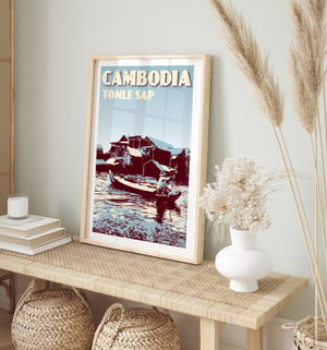 Image of Vintage poster Cambodia - Tonle Sap - Fine Art Print