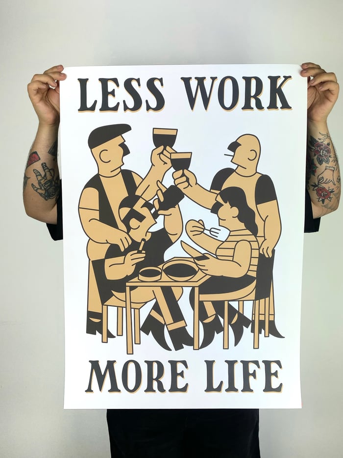 LESS WORK MORE LIFE- AMARELO | Pruden·Tattoo