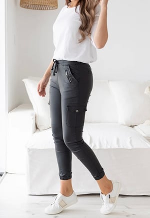 Image of Wet Look Cargo Pants - Black