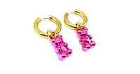 Image 1 of Chrome Gummy Bear Earrings - Pink