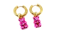 Image 2 of Chrome Gummy Bear Earrings - Pink