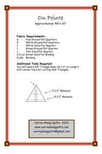 Image 2 of ON POINTE Quilt Pattern CAQ-906 by Carrie-Along-Quilts 48" x 60"