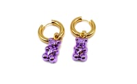 Image 1 of Chrome Gummy Bear Earrings - Purple