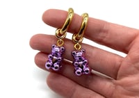 Image 3 of Chrome Gummy Bear Earrings - Purple