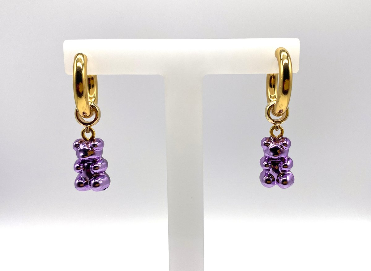 Image of Chrome Gummy Bear Earrings - Purple