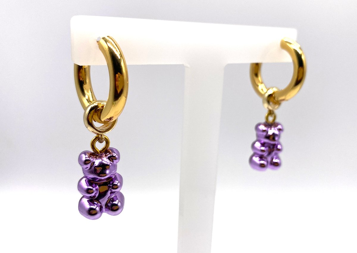 Image of Chrome Gummy Bear Earrings - Purple