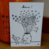 Carte à colorier bouquet de fleurs dans vase
