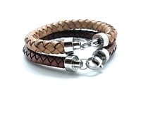 Image 1 of Mens leather twine bracelet with clasp