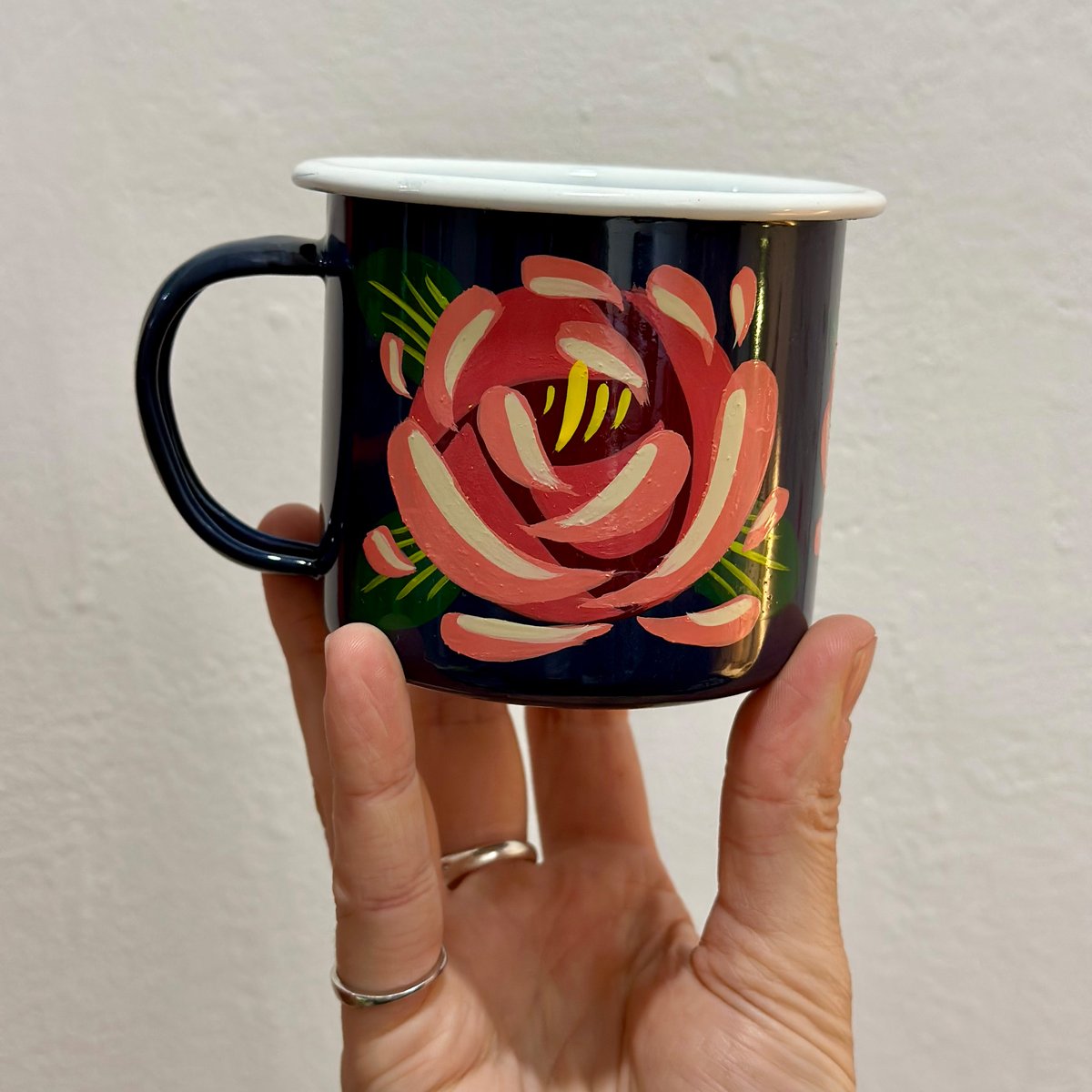 Image of Canal Boat Flower Enamel Mugs by Sure Signs