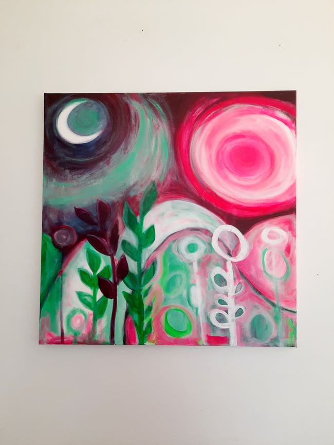 Blushing Sunset. Original canvas painting