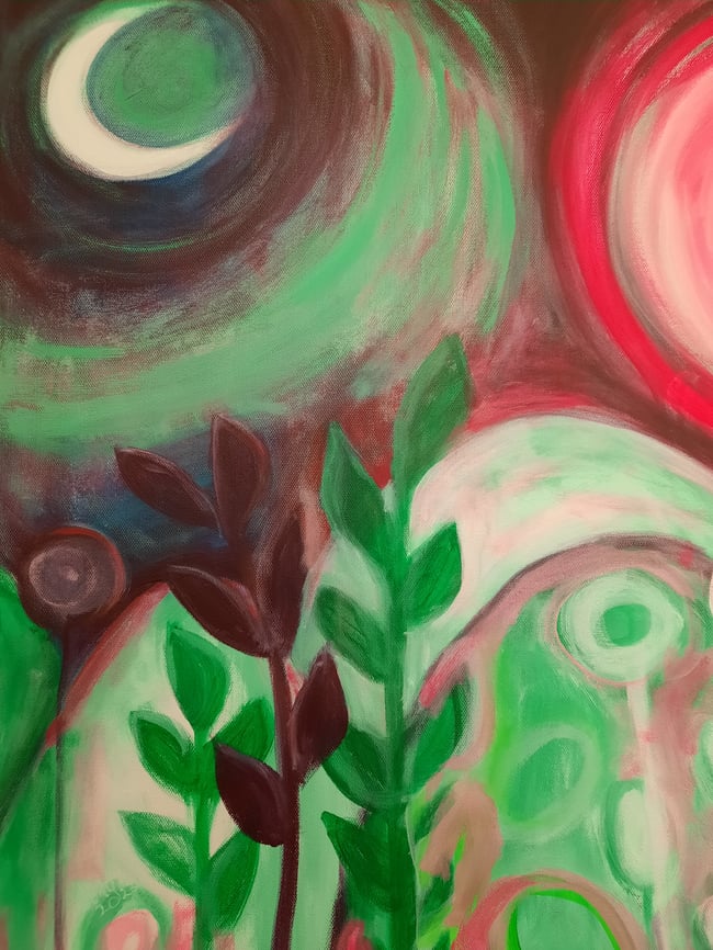 Blushing Sunset. Original canvas painting