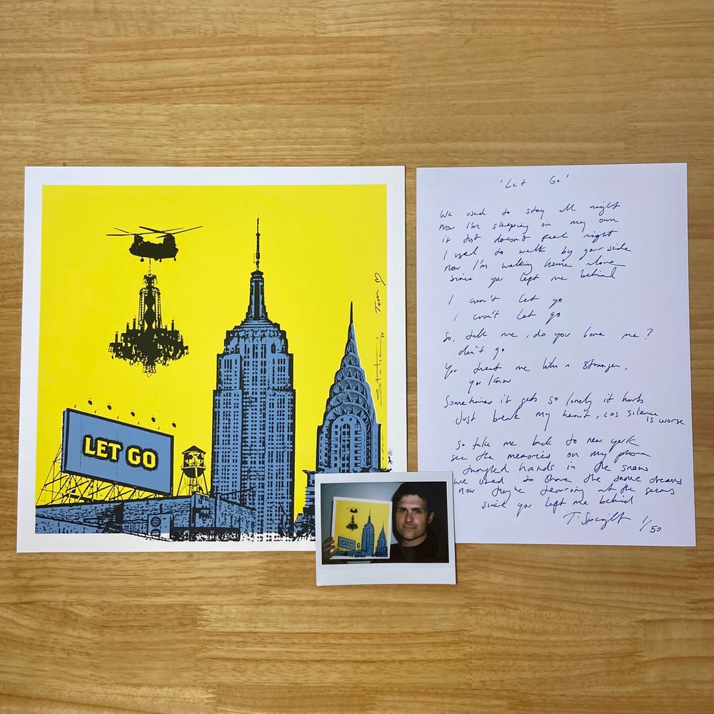 Image of 'LET GO' LIMITED SCREEN PRINT + LYRIC SHEET + UNIQUE POLAROID