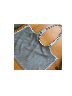 Image of leather bound mesh shopper