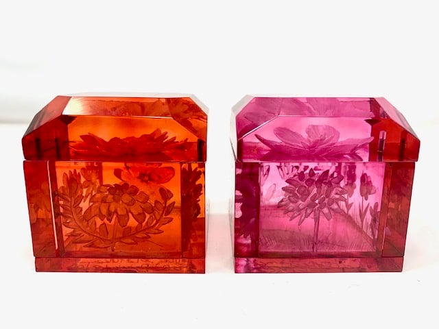 Image of Jumbo Mini Lucite Boxes -  Red or Pink