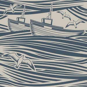 Image of Whitby Wallpaper - Washed Denim