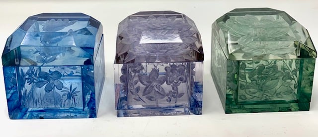 Image of Jumbo Mini Lucite Boxes  (blues and green) 