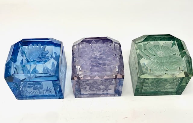 Image of Jumbo Mini Lucite Boxes  (blues and green) 