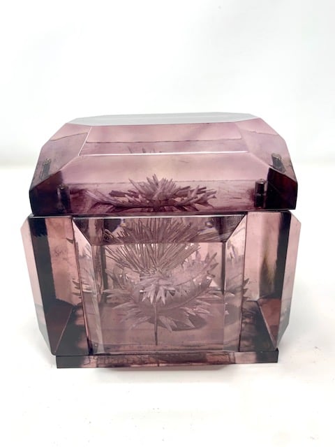 Image of Mini Victorian Lucite Box - Dark Grey Spiky Thistle