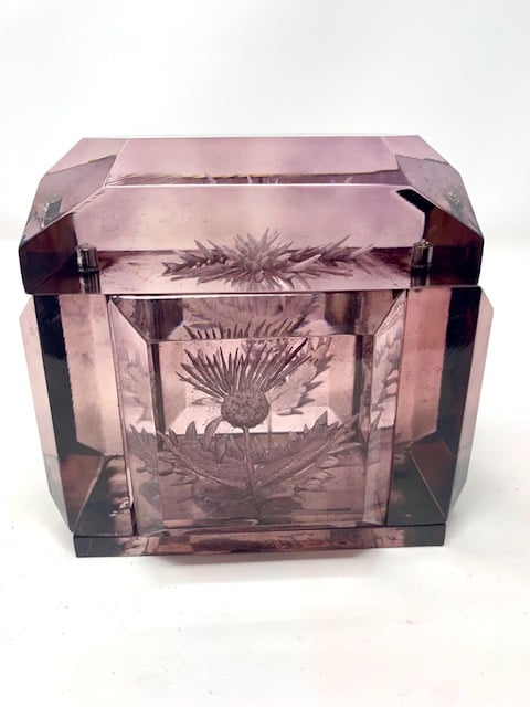 Image of Mini Victorian Lucite Box - Dark Grey Spiky Thistle
