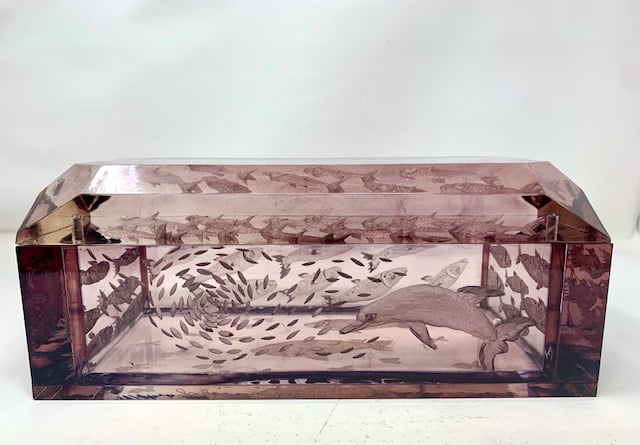Lucite Double Desk Box- New Delivery - Image 6 of 8