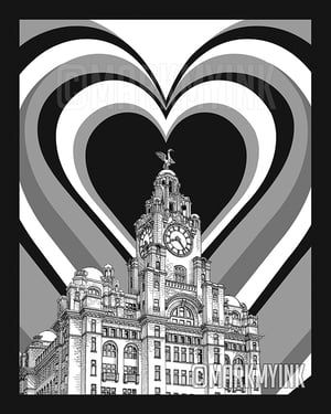 Liverpool Eurovision Memory - Heart Print - 2023 - Souvenir - Liver Building Design - Merchandise